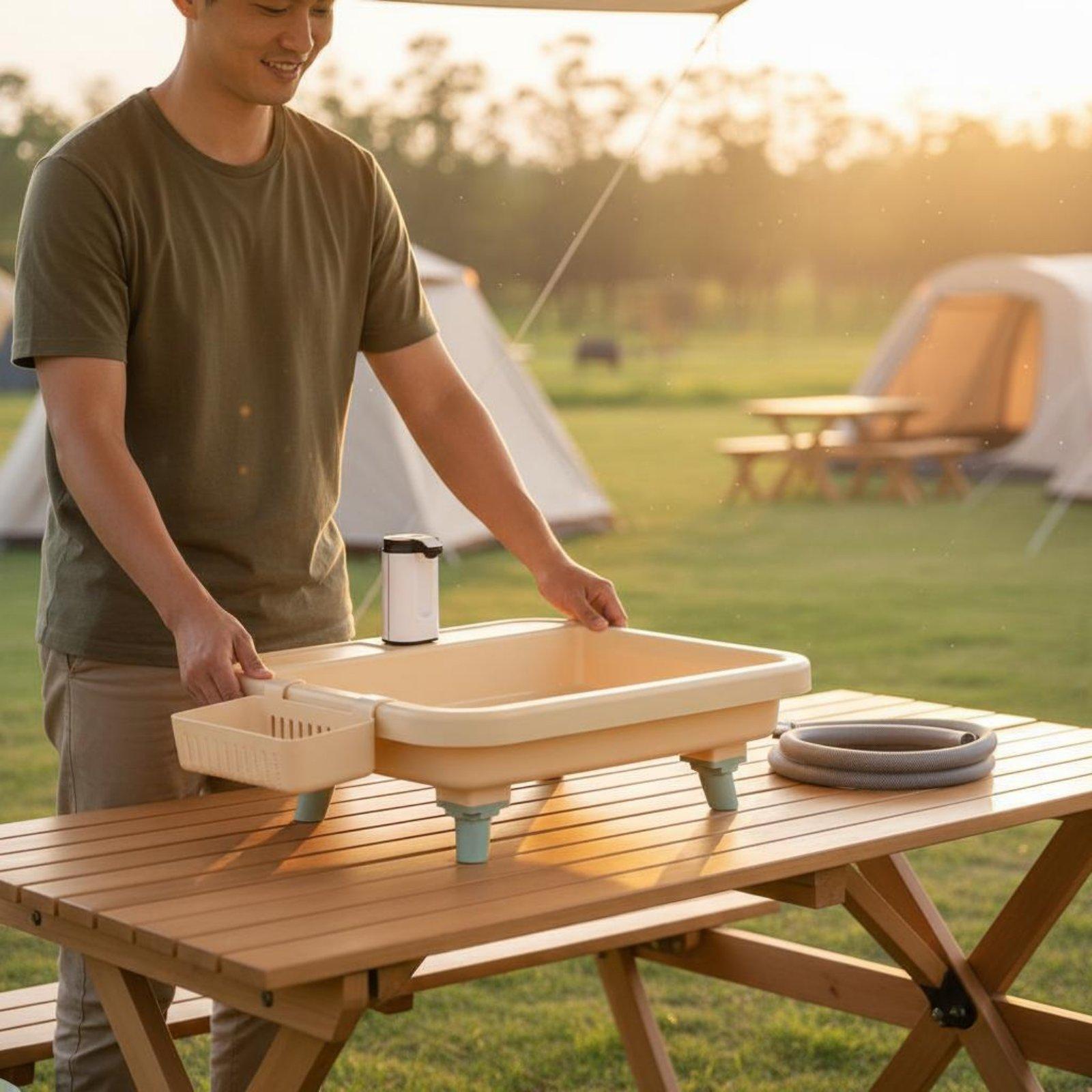 Outdoor In Camping - Portable Camping Sink with Built-in Faucet