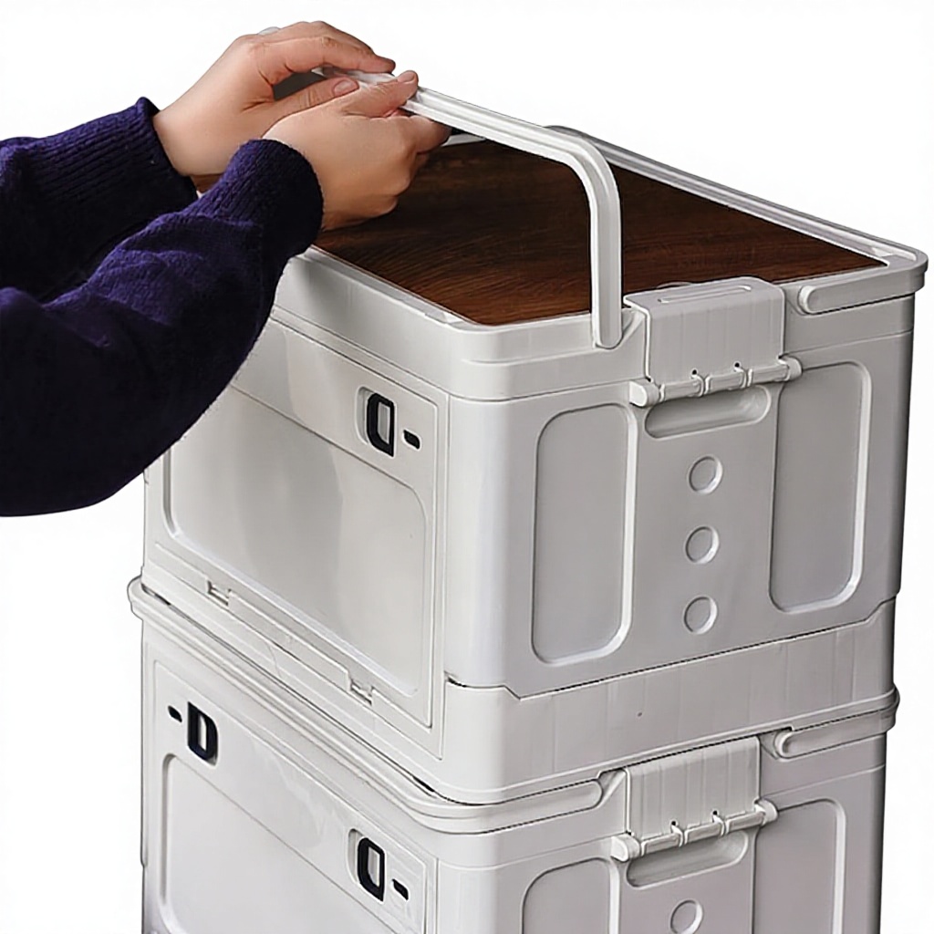 Outdoor Camping Folding Storage Box - Handheld Folding Plastic Storage Box Side-Opening