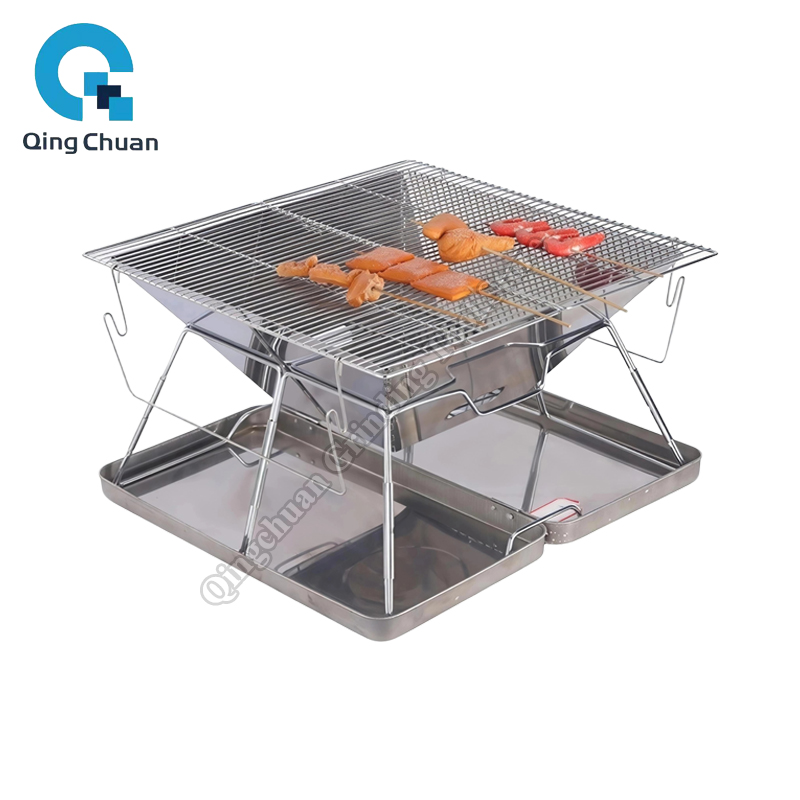 Outdoor Camping Fire - Camping Grill Charcoal Stove Folding Stainless