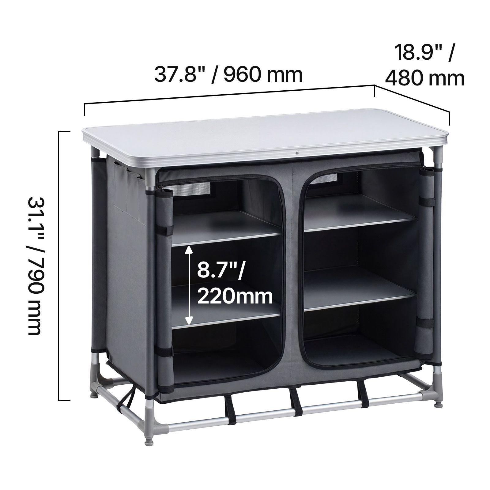 Outdoor Camping Kitchen Setup - Camping Storage Cabinet, Outdoor Portable Aluminum