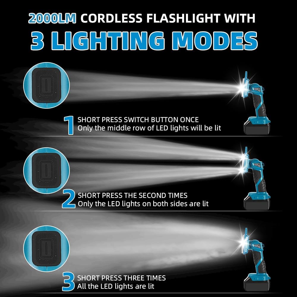 18W 2000LM Cordless LED Flashl - огляд і ціна Outdoor Camping Jobs