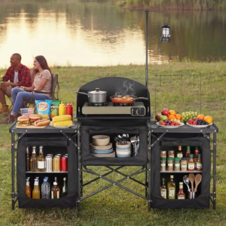 Folding Camping Table, Outdoor - огляд і ціна Outdoor Camping Kitchen Setup