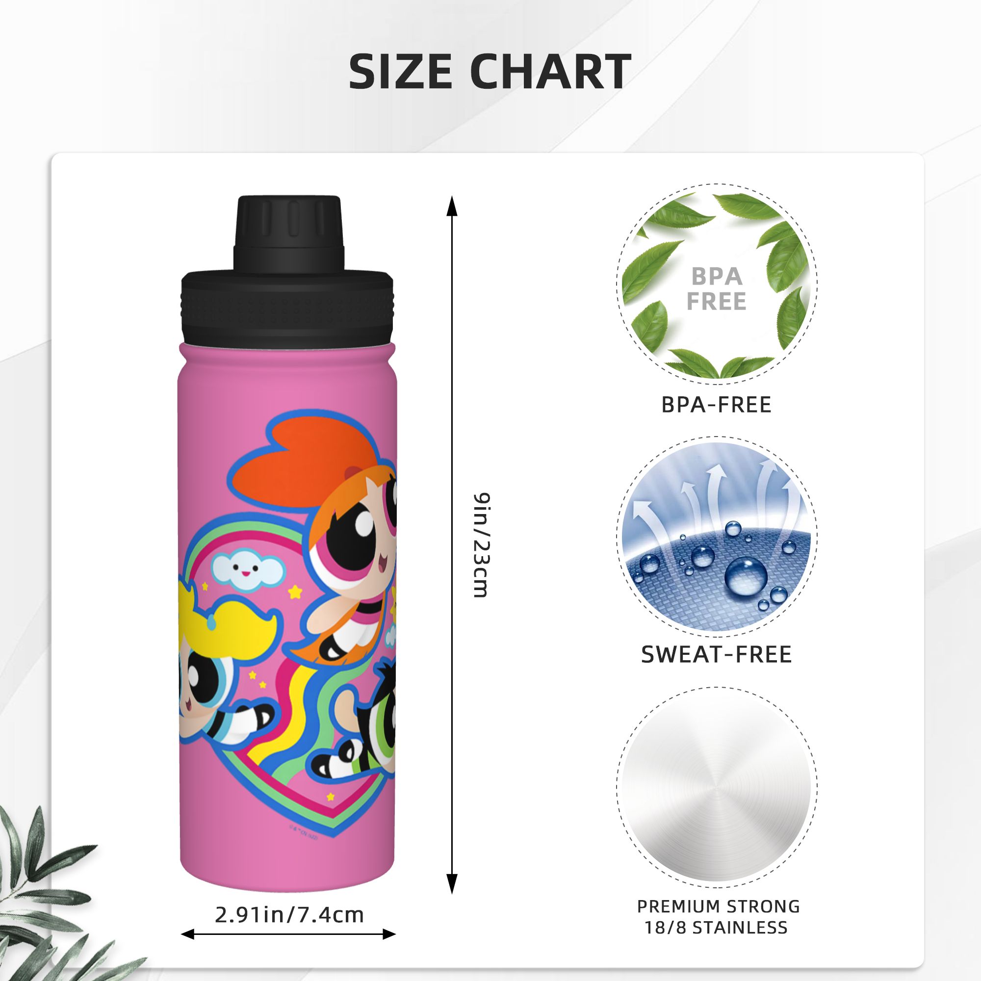 P-Powerpuffs Girl Cartoon 18OZ - огляд і ціна Vacuum Insulated Flask