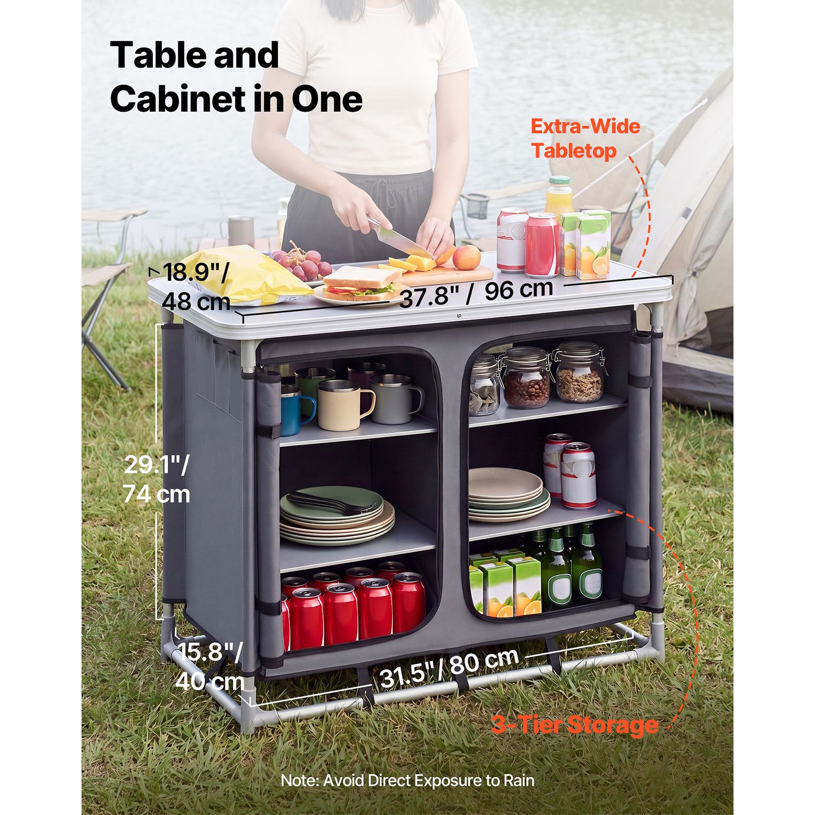 Camping Storage Cabinet, Outdo - огляд і ціна Outdoor Camping Kitchen Setup