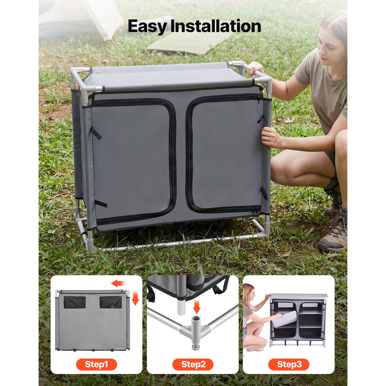 Camping Storage Cabinet, Outdo - огляд і ціна Outdoor Camping Kitchen Setup